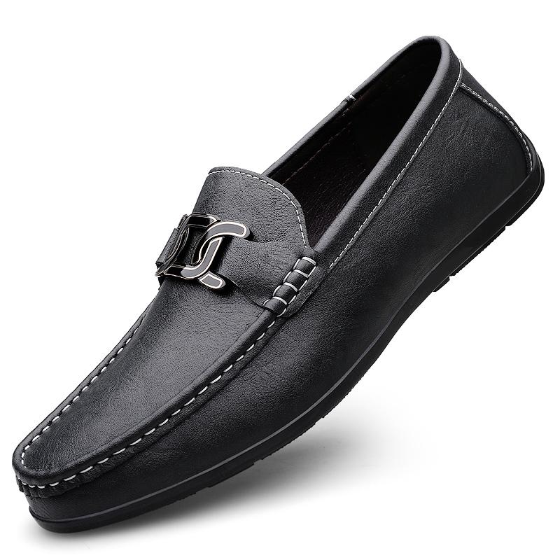 Fashion Slipon Office Flats New Male Leisure Walk Moccasins Genuine Leather Man Loafers Handmade Dress Casual Shoes for Men Boat Shoes