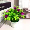 Rose Mini Plastic Artificial Flower Green Plant Potted Plant For Decor Indoor