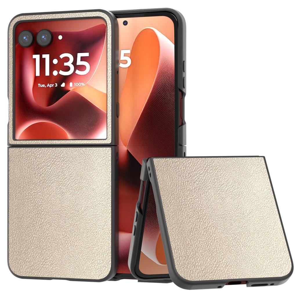 For Motorola Razr 60 Ultra 5G Case Electroplating Edge PU Leather Coated PC Phone Cover