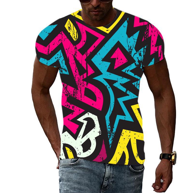Retro 80er 90er Stil 3D Druck T-Shirts Herren Freizeit Kurzarm T-Shirt Oversized Hip Hop Street Tees Harajuku Oberteile Herren Kleidung