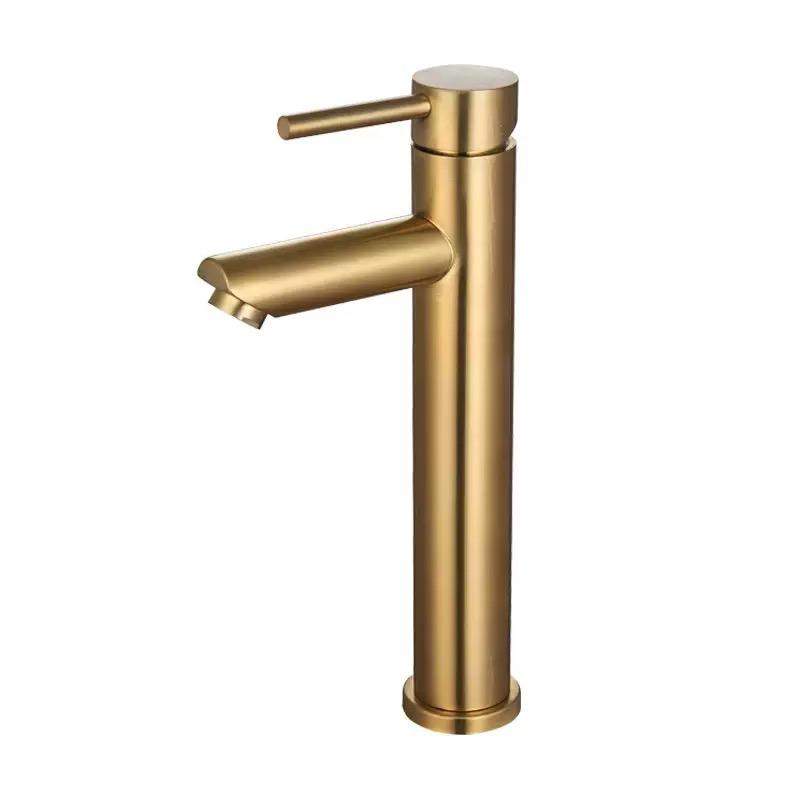 Single Cold Tap Brushed Gold Basin Faucet Bathroom Faucet Water Faucet Waterfall Bathroom Tap 304 Stell Stainless