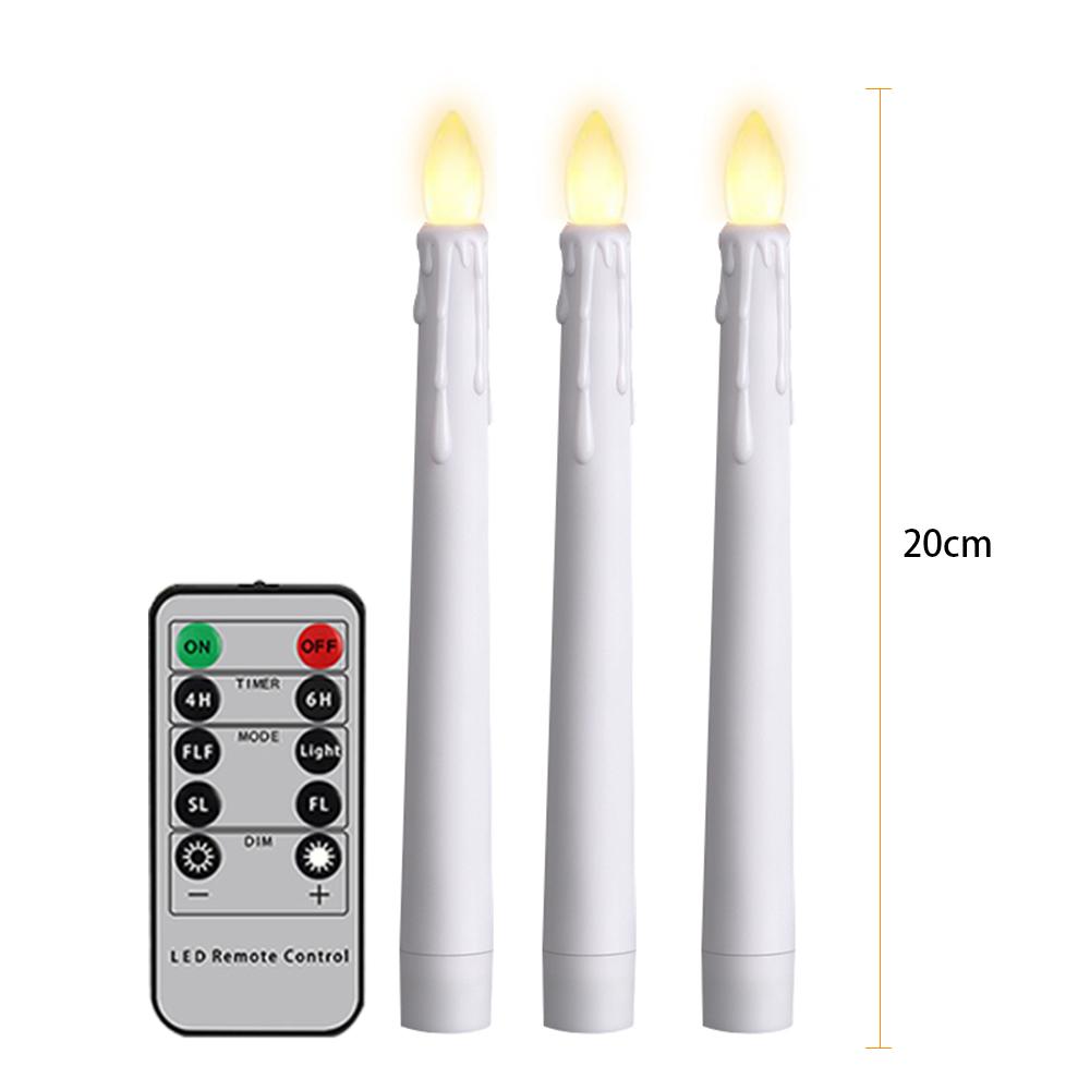 Elektronische Kerze mit Batterie-Timer und Fernbedienung, flammenlose LED-Kerzen, Tränenlicht, Hochzeitsessen, Heimdekoration, 21 cm