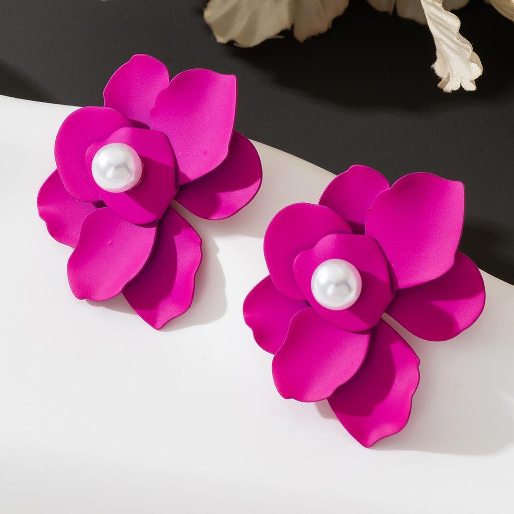 Temperament European and American Style Flower Earrings Female Internet Celebrity Street Shooting Personality Simple