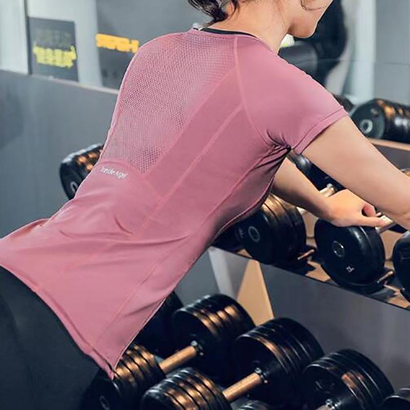 Women Yoga Top Seamless Fitness Tshirt Short Sleeve Sport Shirt Gym Running Active Wear Workout Clothes Breathable Quick Dry Comfortable Femme