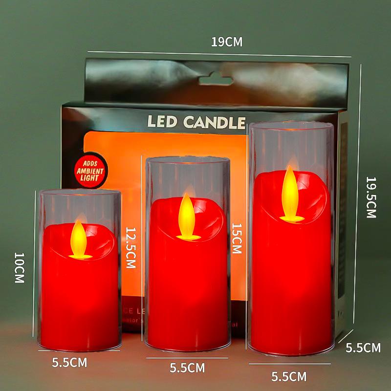 LED Red Candle Light: Creative Night Light, Large Smokeless Buddha Offering Simulation Prop