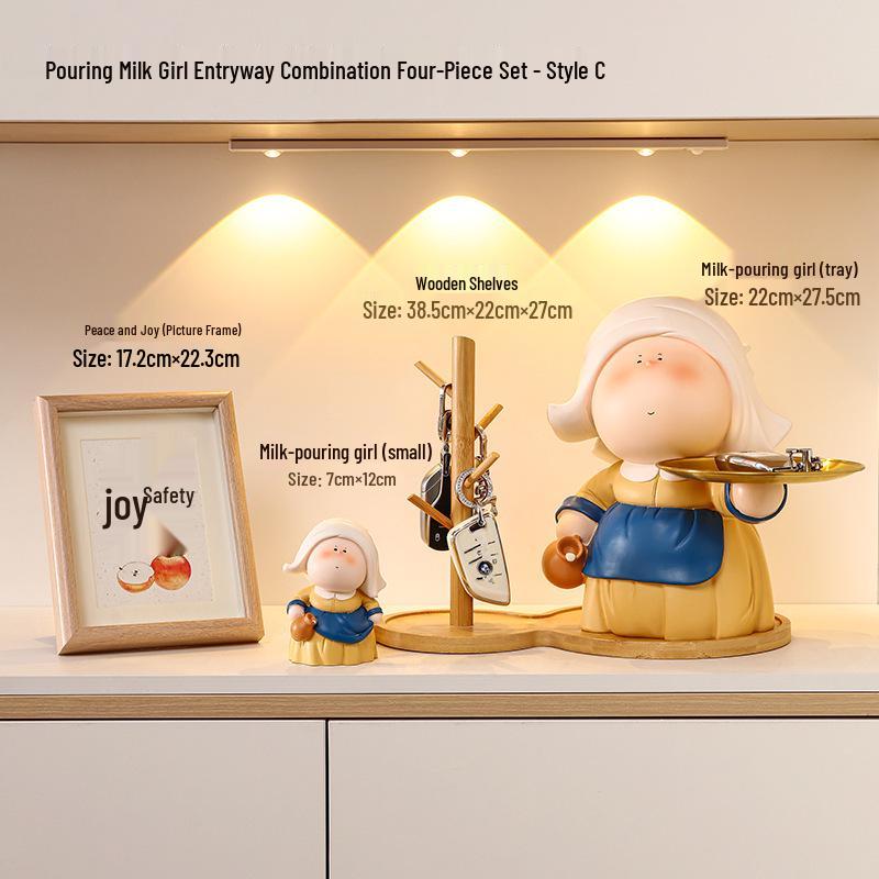 Decorative Foyer Key Tray with Pearl Earring Girl Design - Creative Living Room Ornament