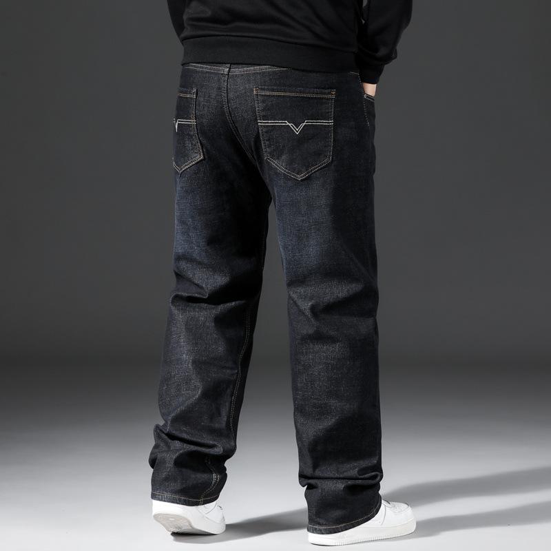 Summer Plus Size Stretch Denim Trousers for Men Loose-Fit Casual Business Long Trousers
