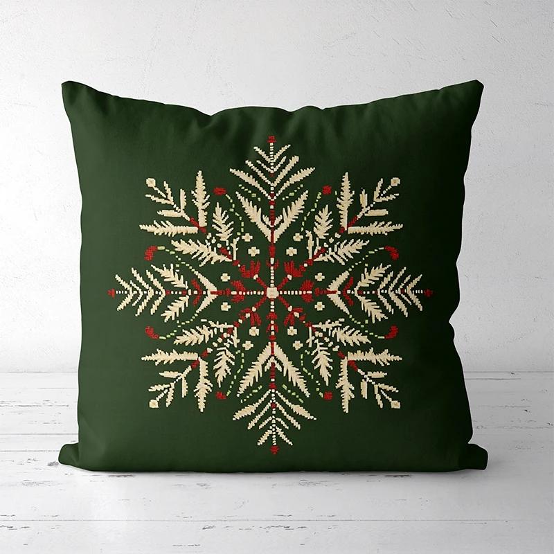 Christmas Snowflake Patterned Throw Pillow Decor Polyester Pillowcase, Sofa Corative Cushion Cov Headboard Pillow