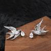 Elegant Swallow Drop Earrings With Sparkling Zirconia Gold/ Plated Copper Vacation Style