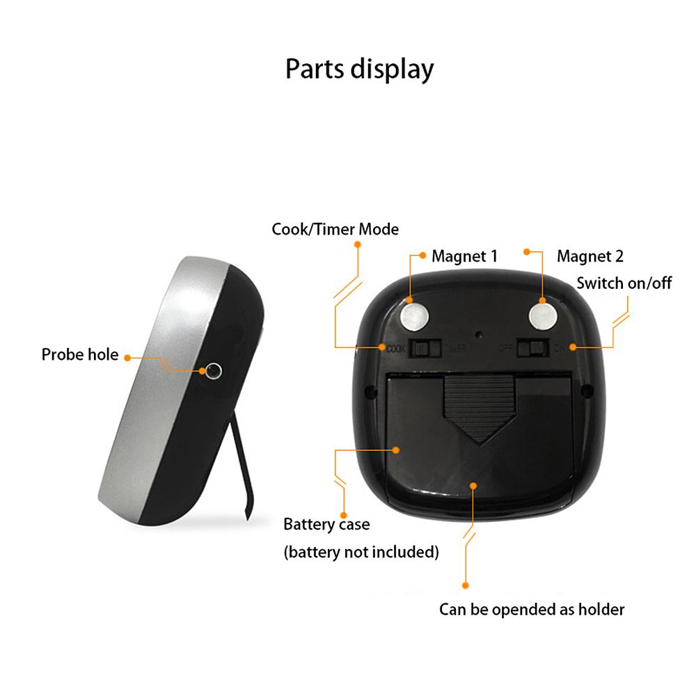 BBQ Thermometer 2 Alarm Mode Touch Screen Backlight Function Meat Thermometer for Outdoor Camping