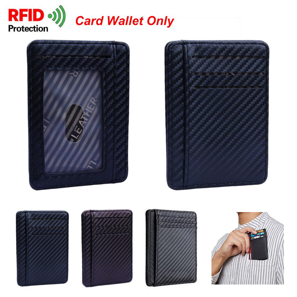 Holder Pu Leather Coin Pocket Money Clip RFID Blocking Anti-chief Slim Wallet