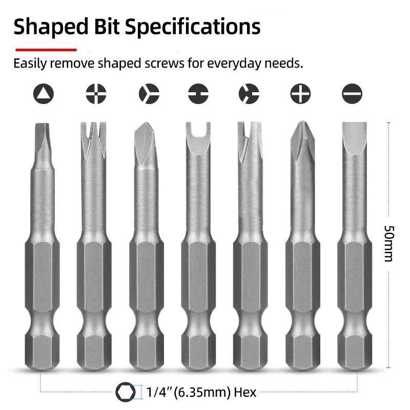 1/4in Inner Cross Three Points Screw Driver Security Tip for Power Drill Precision Y U Shaped Triangle Screwdriver Magnetic Bit