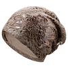 Knit Floral Mesh Simple CA534 [White Fang] Hat, Pattern, Cap, Design, Women's (khaki)