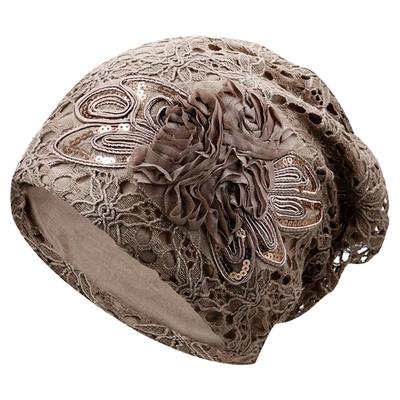 Căciulă simplă CA534 [White Fang] din plasă florală tricotată, model, șapcă, design, pentru femei (kaki)