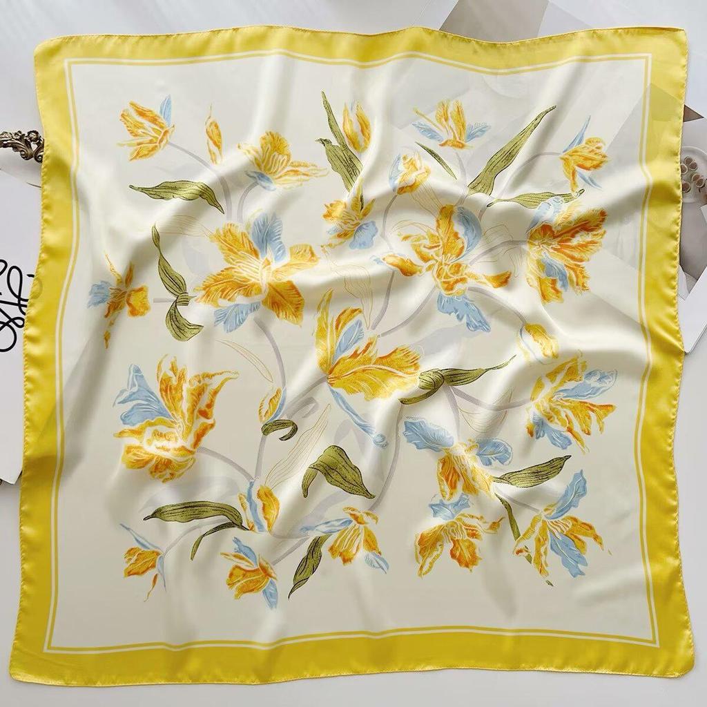 High-End Retro Korean-Style Silk Square Scarf: Versatile Fashion Accessory for Women
