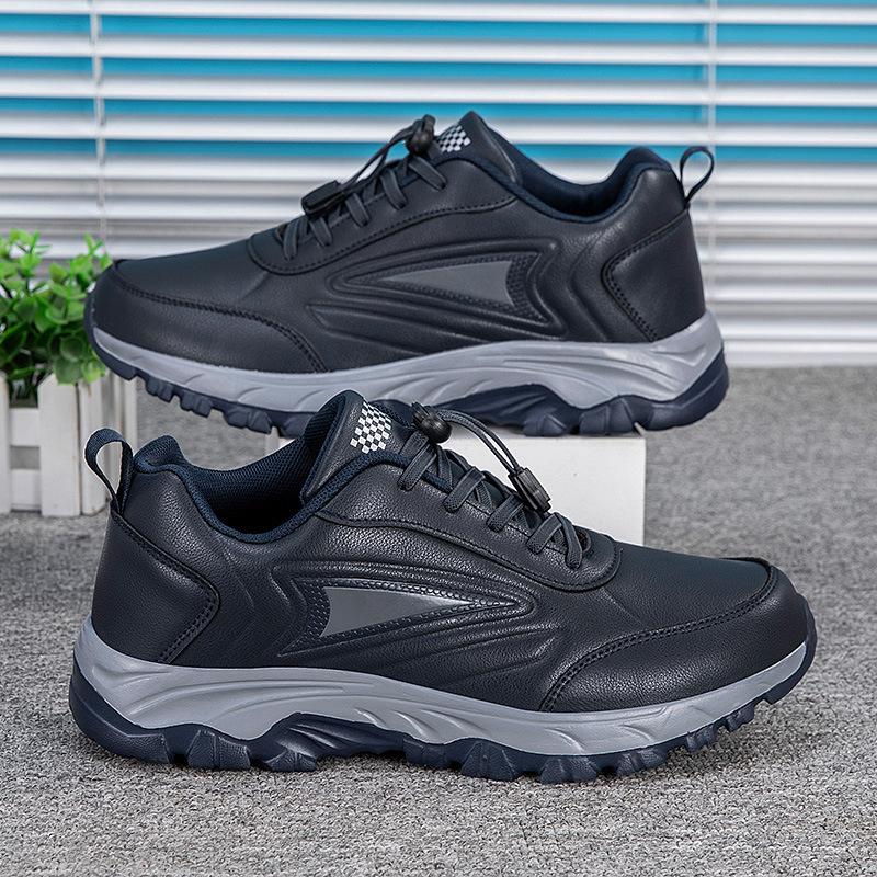 Autumn and winter non-slip leather surface waterproof medium and thick-soled sports mother walking shoes travel shoes