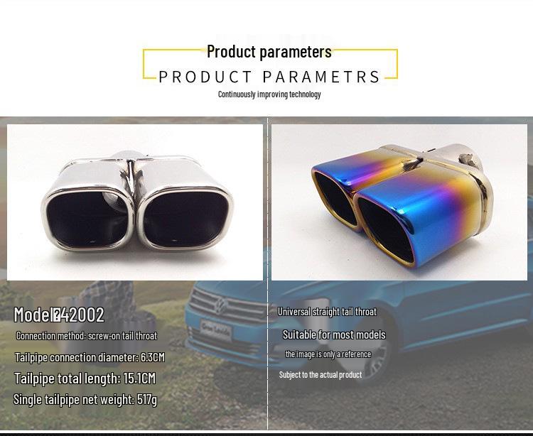 Fits BYD F0 (2013-2017), Volkswagen Lavida, Mazda 3 Xingcheng Dual Outlet Exhaust Tailpipe