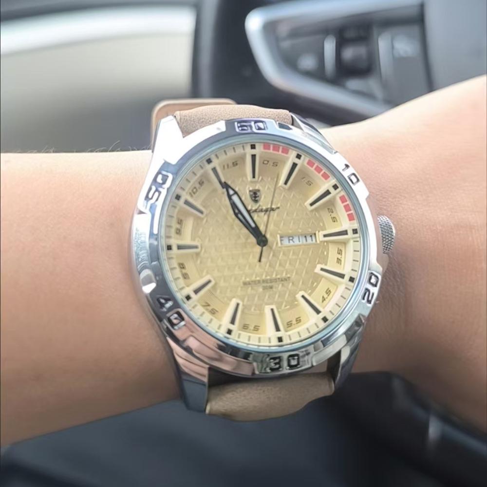 Top Luxury Waterproof Luminous Date Week Watch For Men Quartz Sport Leather Men's Watches