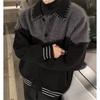 Contrasting Color Splicing Cardigan Sweater Men's Autumn and Winter American Retro Lapel Knitted Sweater Trendy Brand Niche Couple Coat