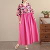 DIMANAF New 2026 Women Plus Size Summer Beach Lady Long Dress Loose Oversize Maxi Floral Print Fashion