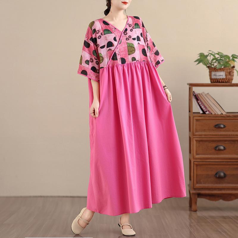 DIMANAF New 2026 Women Plus Size Summer Beach Lady Long Dress Loose Oversize Maxi Floral Print Fashion