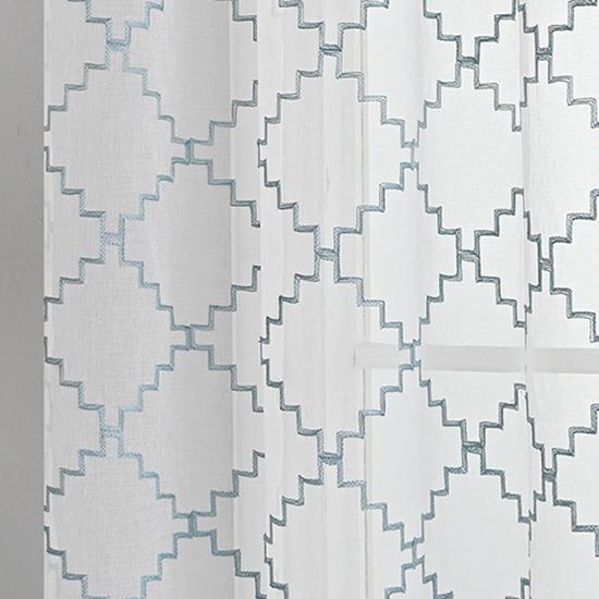 2 st Modern Enkel Hem Perforerad Våg Diamant Fönsterskärm Sovrum Vardagsrum Halvskuggande Gardin