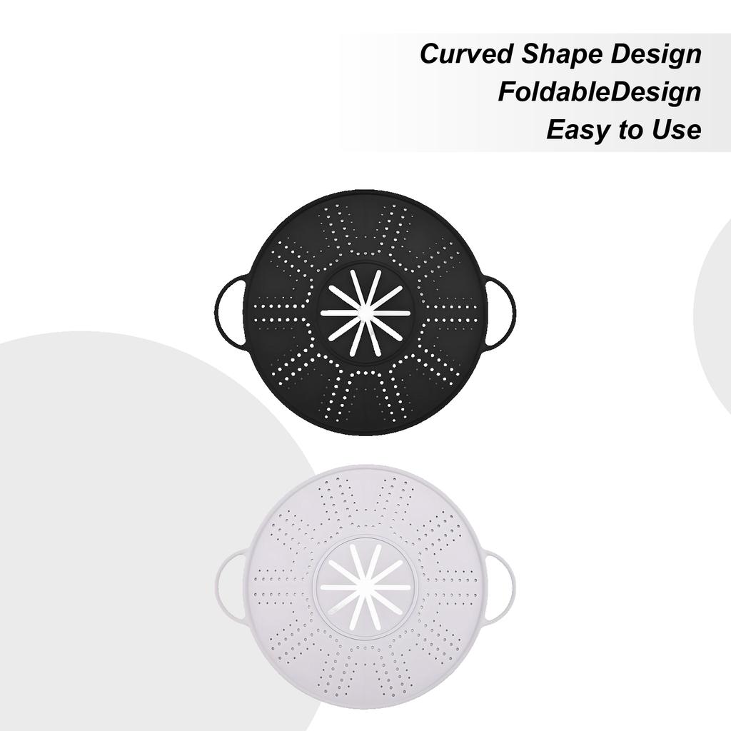 10 Inch Silicone Splatter Guard Frying Pan Silicone Cover Foldable Heat-Resistant Trivet Mat For Skillet Bacon Pot Cooking Stove
