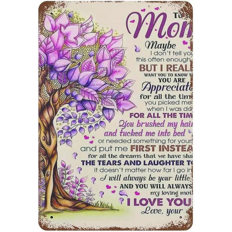 Metal Tin Sign Garden Beautiful Flowers Vintage Tin Sign Flower Lavender Metal Wall Panel Retro Art Decoration for Home Cafe Bar