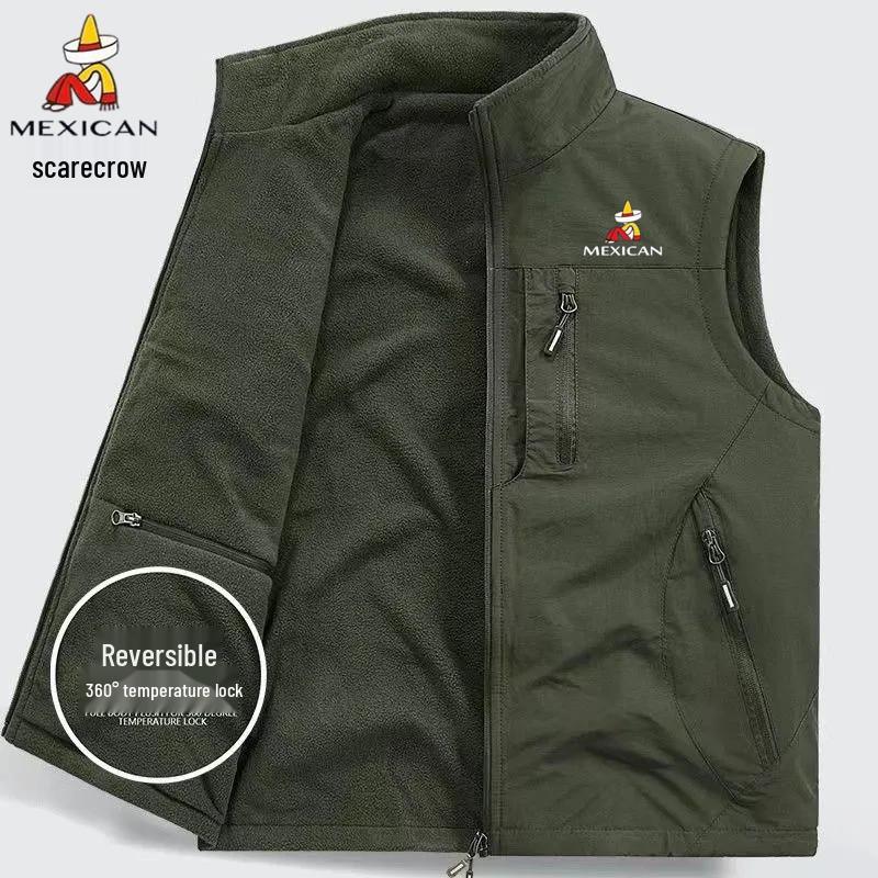 

Men s Outdoor Double-Sided Velvet Cashmere Vest with Flap Pockets by Scarecrow 4XL 80-87.5kg