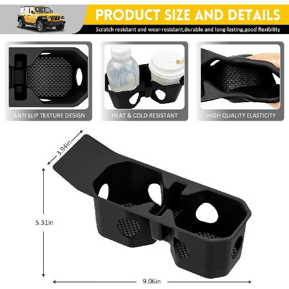 Cup Holder Coaster For 2018-2025 Jeep Wrangler JL JLU 4XE/Gladiator JT Cup Holder Ert Mat Pad, Non-Slip Liner For 18-25 Wrangler JL JLU 4XE Interior