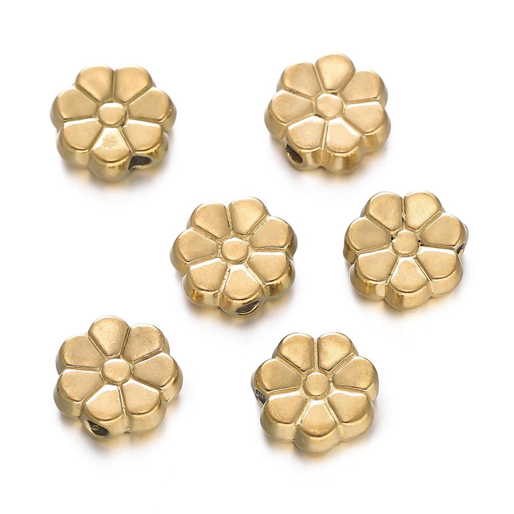 Stainless Steel Flower Beads, Perforated Six-valve Flower Septum Beads DIY Jewelry Accessories