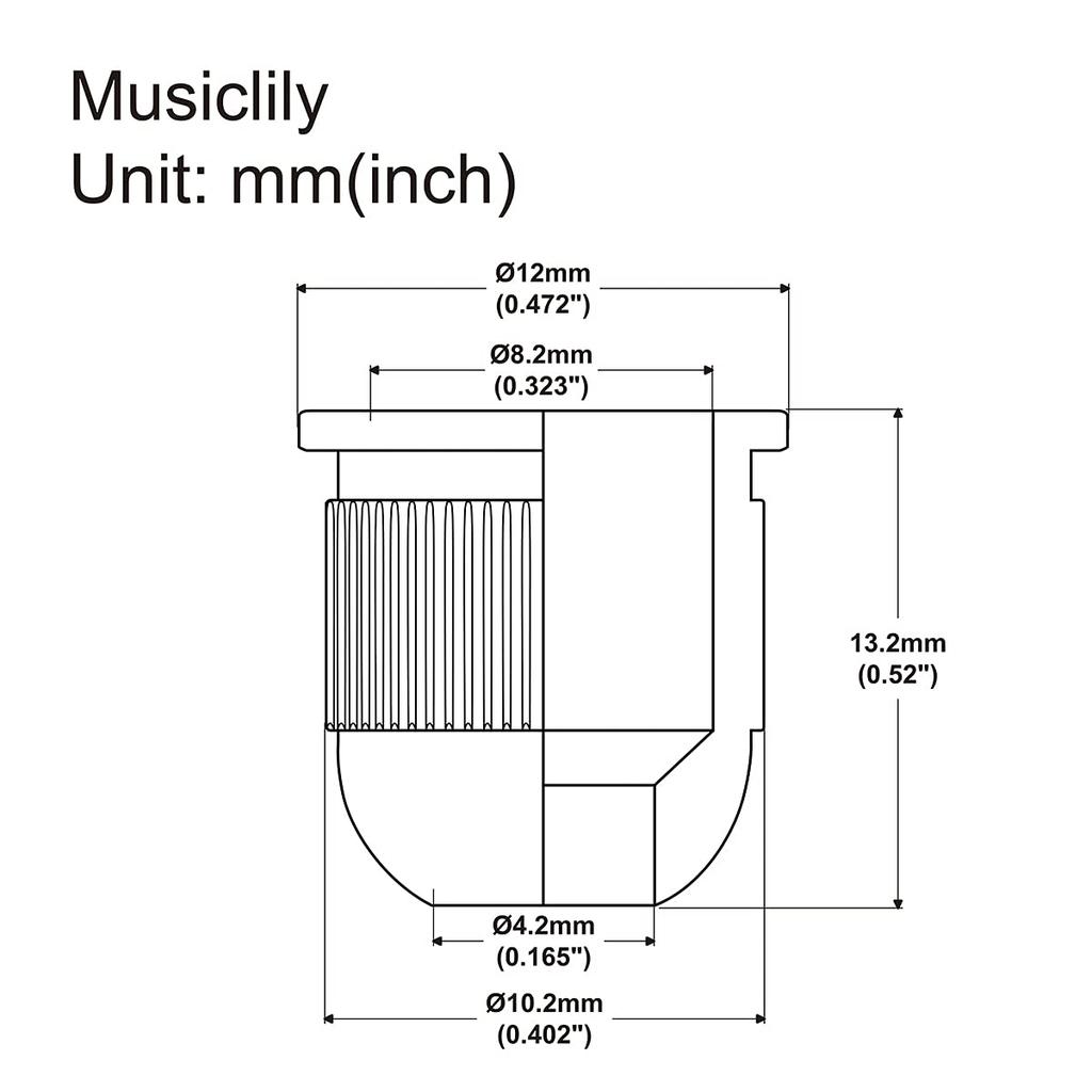 Musiclily Pro 13.2mm Steel Bass String Bushings for 4/5-String Electric Basses, Gold (Pack of 5)