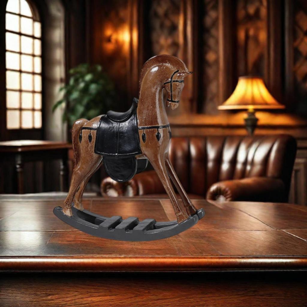 Rocking Horse Ornament Decoration Resin Sculpture Figurine for Porch Table Centerpiece