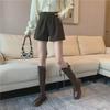 Women's Black Woolen High-Waisted Wide-Leg Shorts for Autumn/Winter 2023