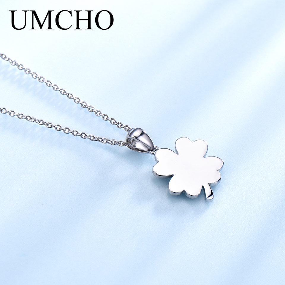 Umcho Glitter Green Four-leaf Clover Necklace Pendants For Women Clothes Match Decoration Fine Jewelry