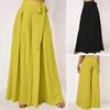 Women Skirt Pants Wide Leg Lace-up Bow High Waist Loose Solid Color A-Big Hem Deep Crotch Full Length Casual Dance Performance Culottes Long Trousers