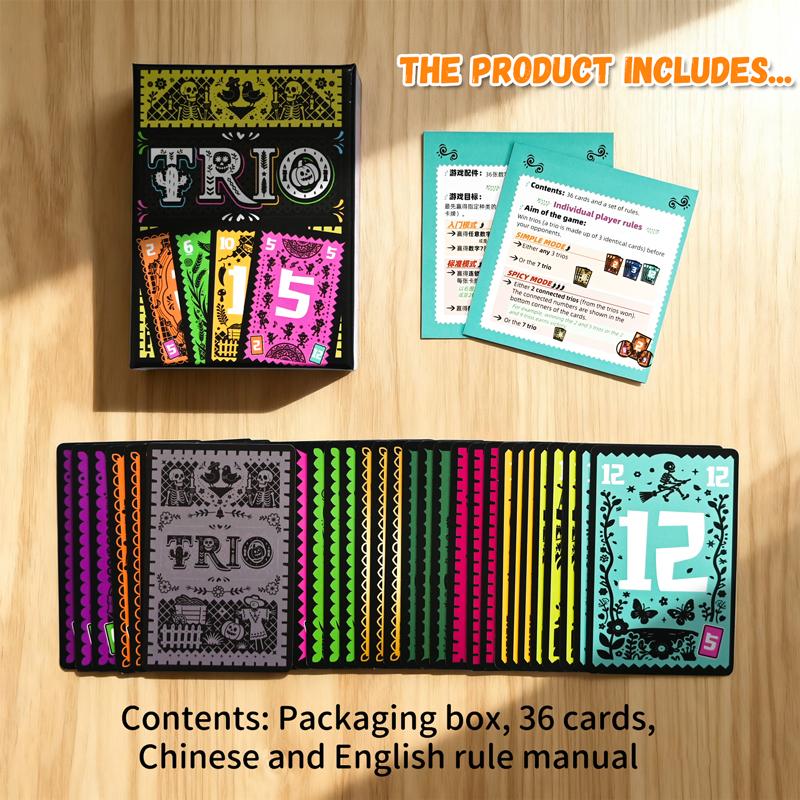 TRIO Strategisches Kartenspiel Spielzeug für Familienfeier Kartenspiel Zuordnungsspaß 3-6 Spieler Spiel Unterhaltung für alle Altersgruppen Geschenke