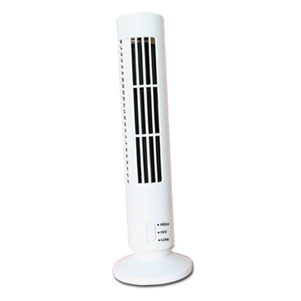 USB Tower Fan 2 Speeds Powerful Wind Oscillating Bladeless Cooling Fan for Office Desk Home White
