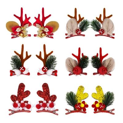Y2k Style Christmas Antler Hair Clip Ponytail Bangs Sweet Girl Lovely Hair Clip