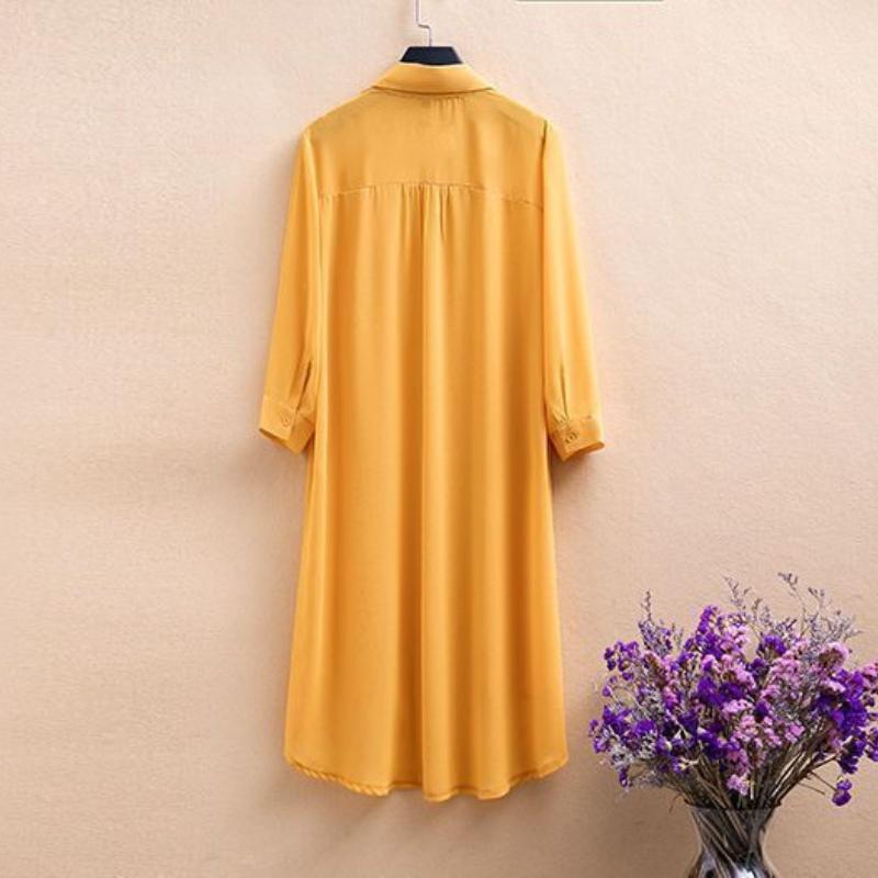 Spring Chiffon Shirt Women's Summer Plus Size Women's Blouse Drying Clothes Mid-length