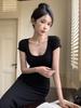 Hepburn Style Slim Fit Backless French Maxi Dress - Elegant, Sexy, Cinched Waist, and Hip-Hugging for Women’s Summer Fashion