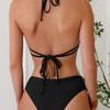 New Solid Color Lace-up Halter Sexy Bikini Split Swimsuit Swimsuit