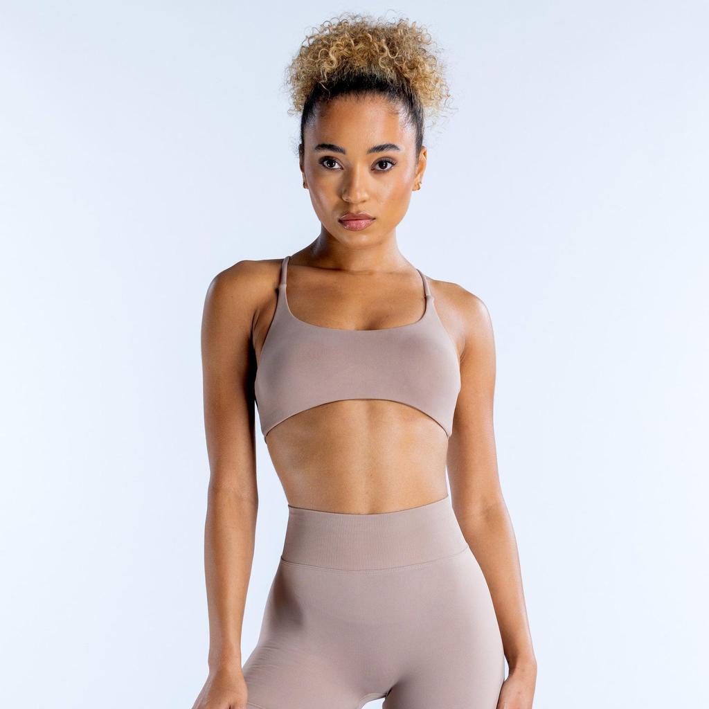 DFYNE Sport-BH mit gekreuztem Rücken und nahtlosem Design: Hochelastische Matte Nylon Yoga Weste für Damen