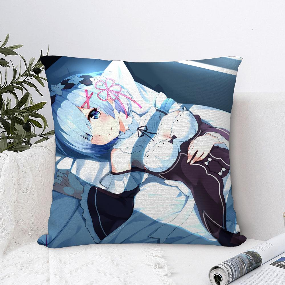 Re zero R-Rem Pillow Case Sofa Decorative Home Double-sided Print Plush Square Throw Pillow Covers Cushion Decor Cover