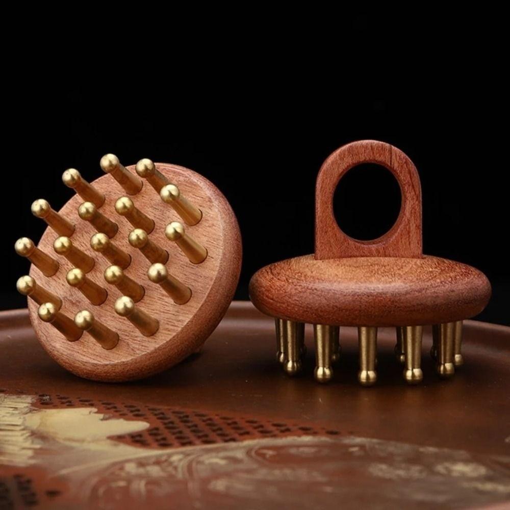 19 Teeth Sandalwood Massager Comb Reduce Puffiness Guasha Scalp Tool  Neck Body Massage
