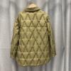 Autumn and winter shirt collar down jacket women's light single-breasted diamond-shaped rubber-pressed white duck down loose coat