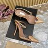 Fashion 2025 Summer New Gold Flower Square Thin Heel Single Shoes With Sexy Open Toe Design Sense Women Sandals