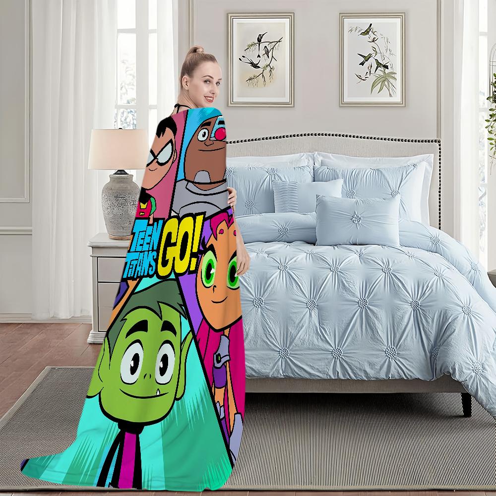 Coperta Peluche Go Carina Cartone Animato Tappeto per Pisolino Divano per Soggiorno Stanza T-Teen Ufficio Caldo Stanza da Letto T-Titans Compleanno Casa Viaggio Regali per Bambini