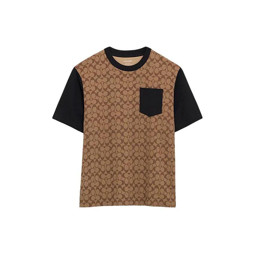 COACH T-Shirts Men's Khaki Crew Neck Moderate CO789-OFZ