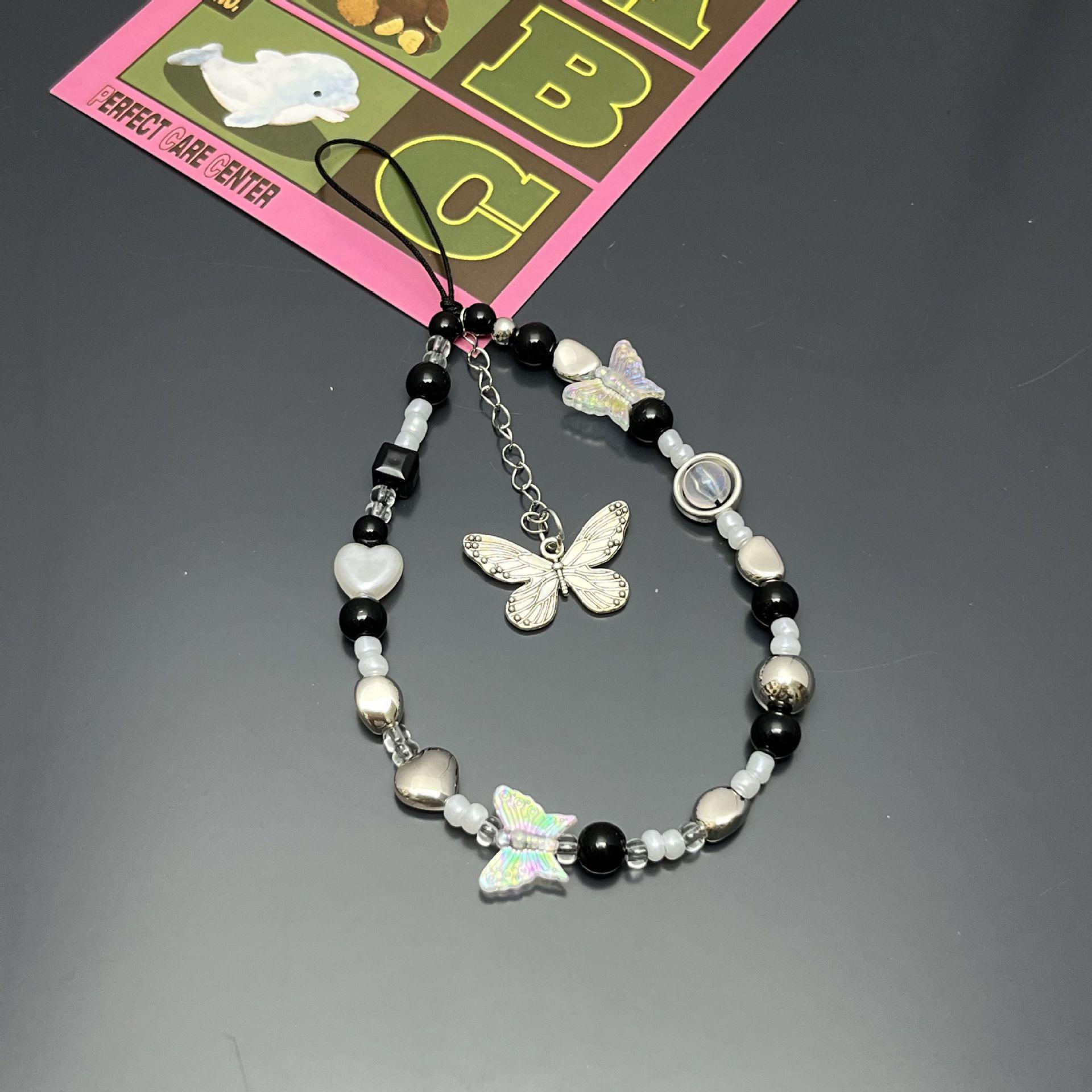 

Горячая девушка Черно-белый металлический брелок-подвеска для телефона с бабочкой – Унисекс